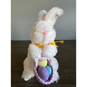 Books Are Fun White Easter Rabbit‎ with Basket of Eggs Plush